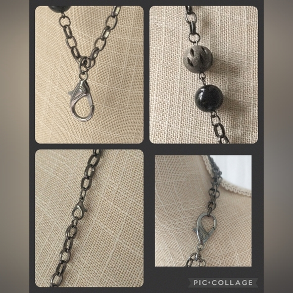 Vintage Gun Metal Black & Silver Necklace - Two Clasps, Many Options - Picture 8 of 9